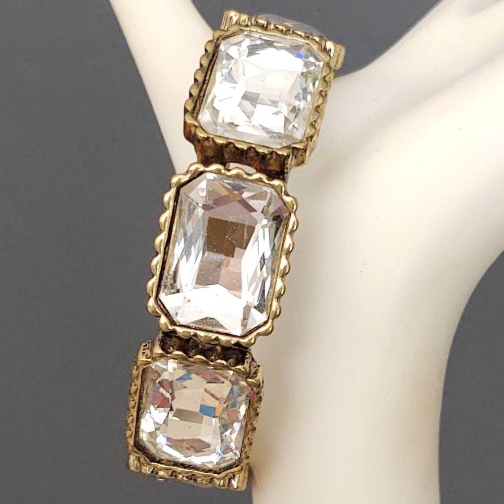 Gold and clear glass cuff
